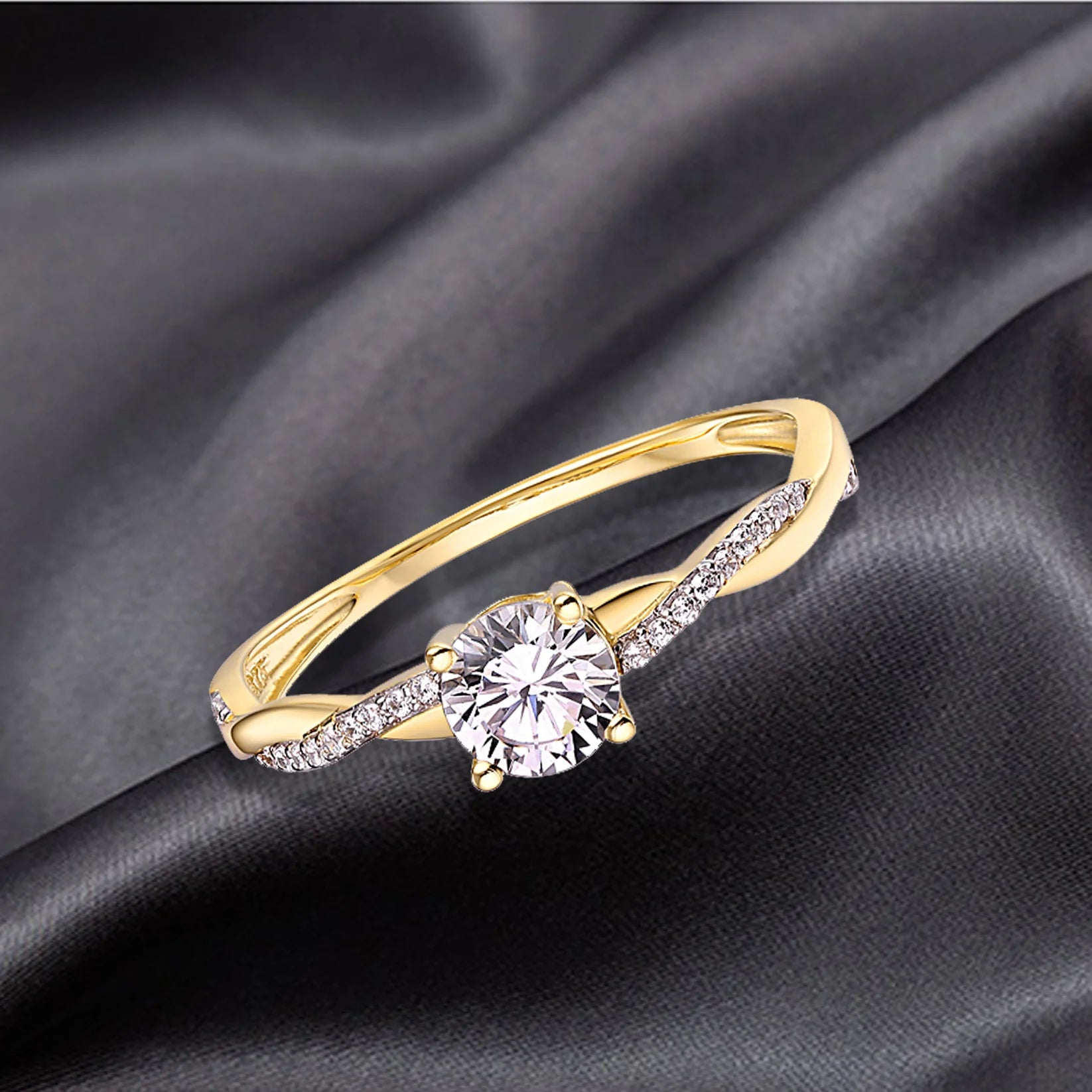 Elysia Elegance rundslipad diamantring i 14K guld